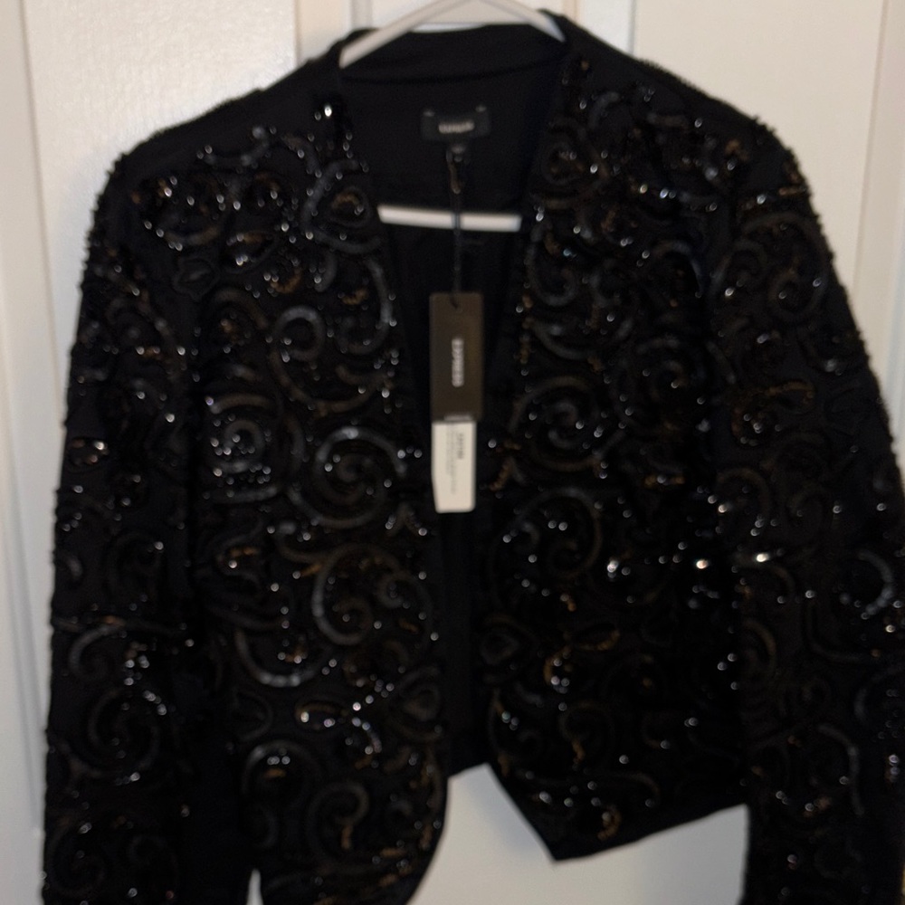 Express Elegant Black Beaded Jacket